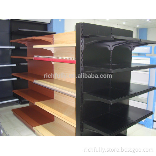 CE certificate low price large supermarket shelving in black or wood color
